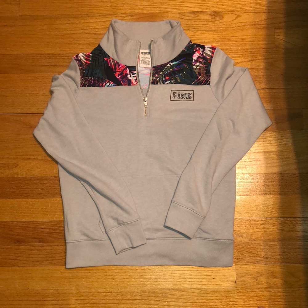 Pink Palm Print 1/4 Zip